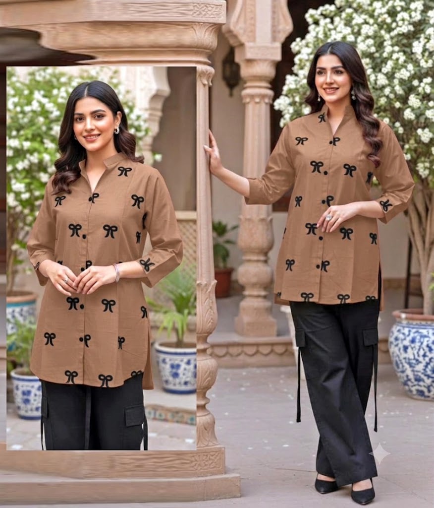 Premium 2-Piece Cotton Collection featuring a trendy Bow Embroidery.