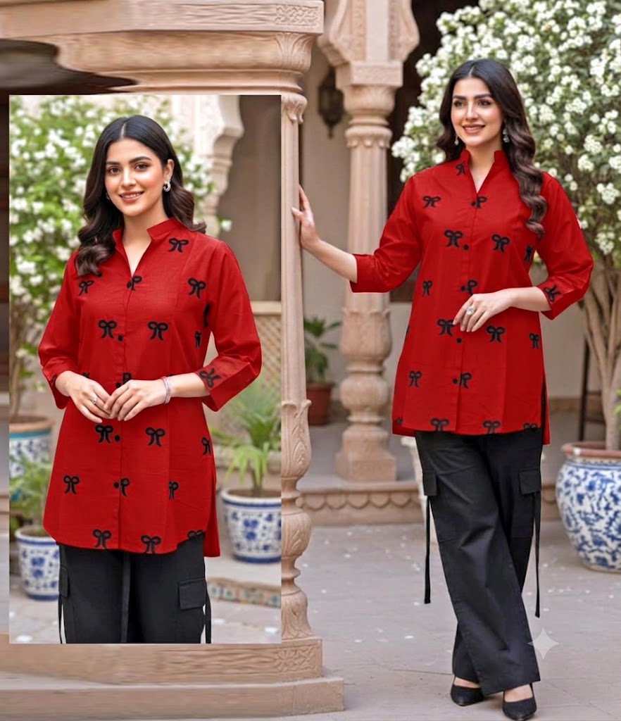 Premium 2-Piece Cotton Collection featuring a trendy Bow Embroidery.