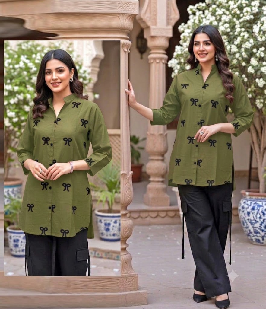 Premium 2-Piece Cotton Collection featuring a trendy Bow Embroidery.