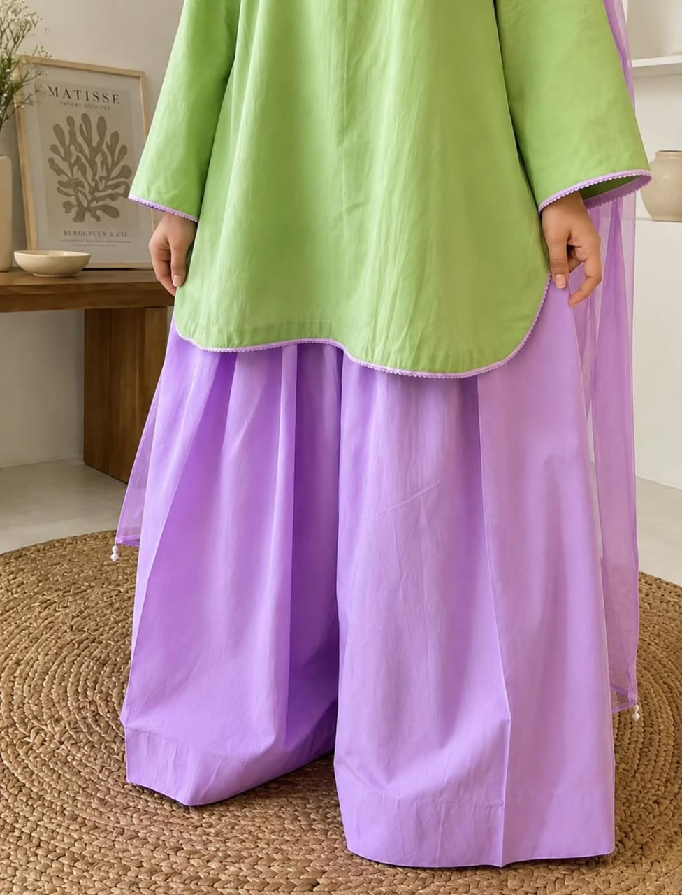 Most trending matcha Farshi Shalwar 3pcs