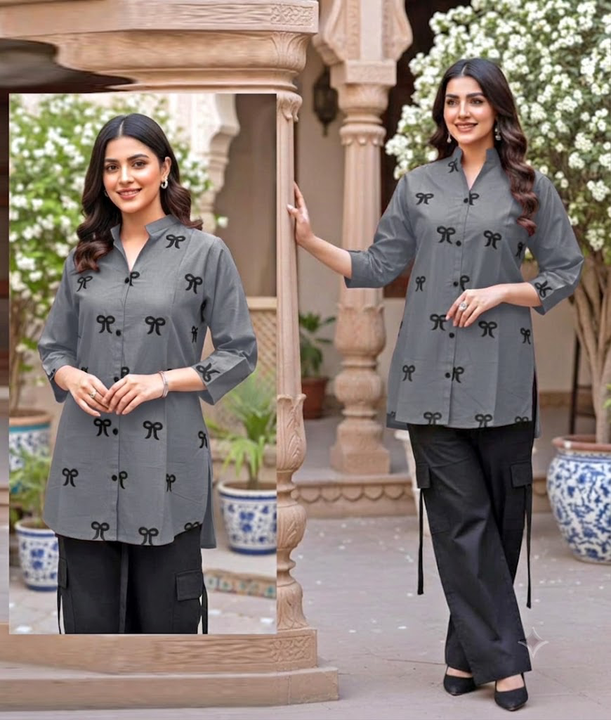 Premium 2-Piece Cotton Collection featuring a trendy Bow Embroidery.