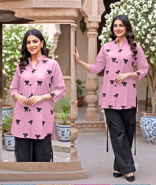 Premium 2-Piece Cotton Collection featuring a trendy Bow Embroidery.