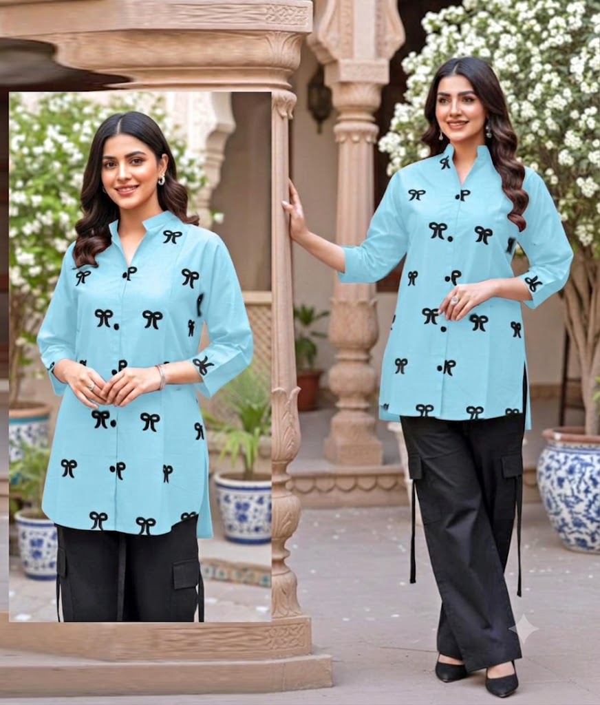 Premium 2-Piece Cotton Collection featuring a trendy Bow Embroidery.