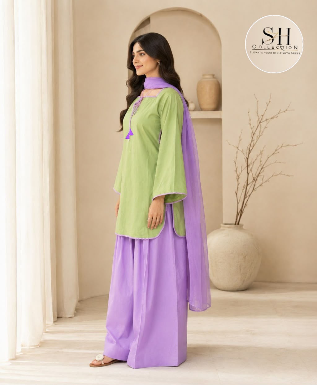 Most trending matcha Farshi Shalwar 3pcs