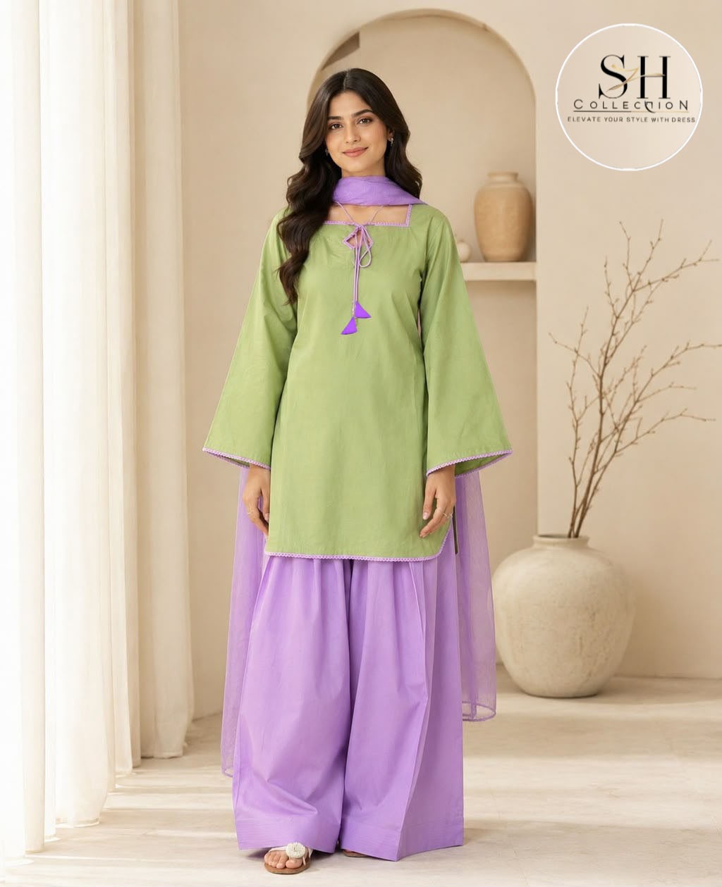 Most trending matcha Farshi Shalwar 3pcs