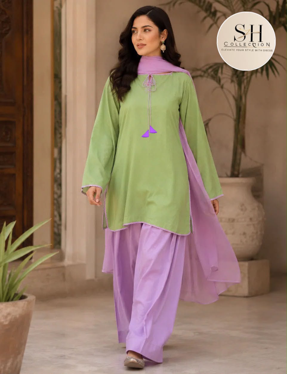 Most trending matcha Farshi Shalwar 3pcs