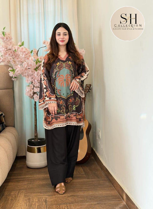 DORI DESIGN AT BOTTOM WITH FARSHI SHALWAR 2 PEACE DRESS