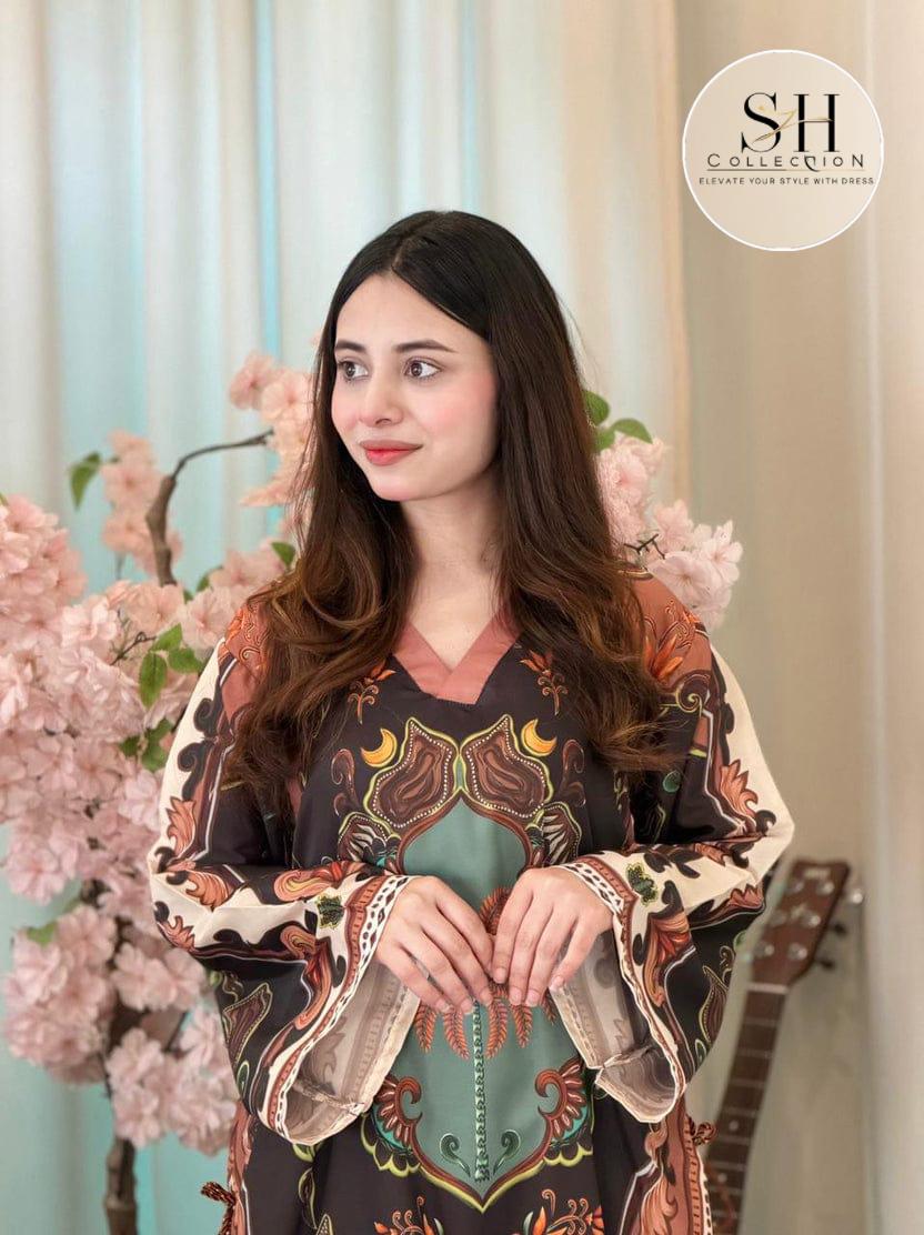 DORI DESIGN AT BOTTOM WITH FARSHI SHALWAR 2 PEACE DRESS